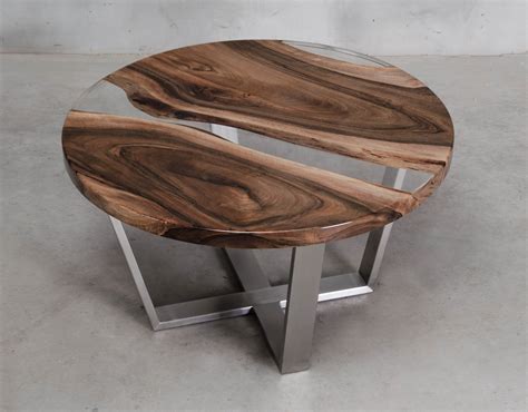 Round Wood Coffee Table Custom Size Epoxy Table Walnut Slab Etsy