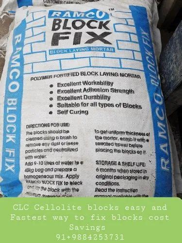 Concrete Ramco Block Fix Lightweight Blocks Laying Mortar At Rs Bag