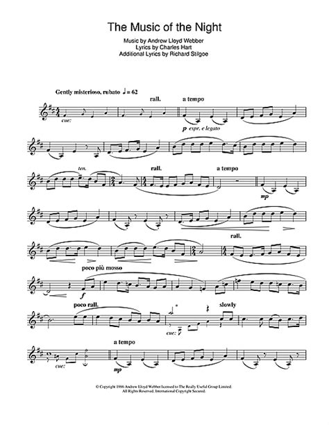 The Music Of The Night From The Phantom Of The Opera Sheet Music By Andrew Lloyd Webber