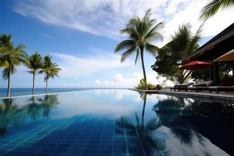 Premium Ai Image Luxury Resort With Infinity Pool And Ocean Views On