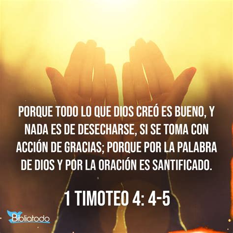 1 Timoteo 4 5 RV1960 porque por la palabra de Dios y por la oración