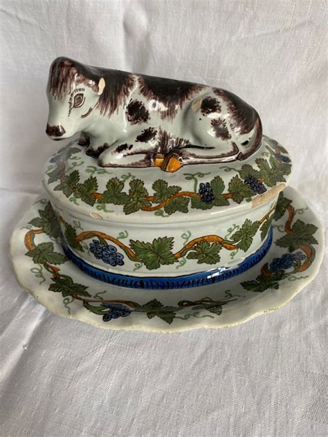 Makkum Tichelaar Butter Dish With Cow Earthenware Catawiki