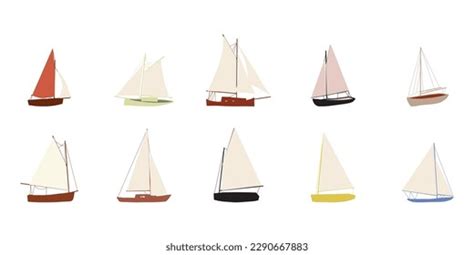 Fishing Boat Drawing Set Isolated On Stock Vector (Royalty Free ...