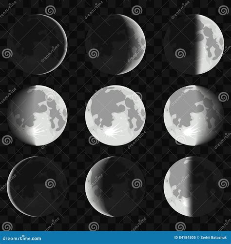 Moon Phases. Night Space Astronomy and Nature Moon Phases Sphere Shadow ...