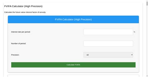 fvifa calculator calculate future  interest factor  annuity