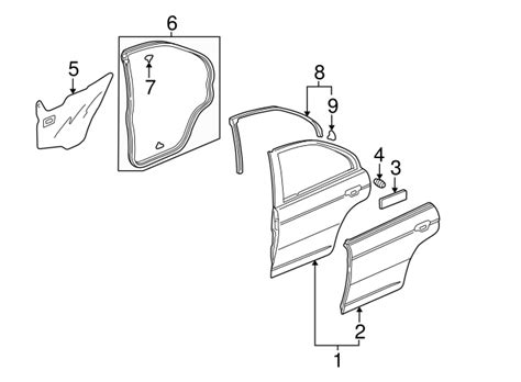 72825 S5A 003 Sub Seal R Rear Door 2001 2005 Honda Civic Genuine