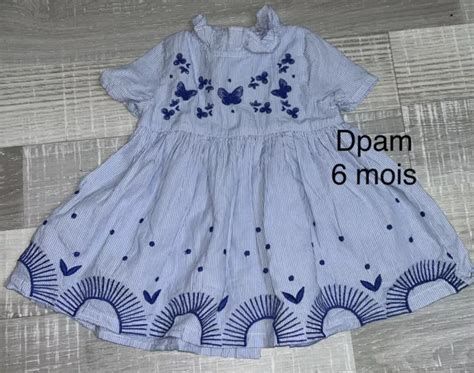 Dpam Mois Fille Robe Coton Ray E Bleue T Tbe Eur Picclick It