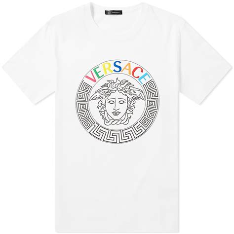 Versace Embroidered Multi Logo Medusa Tee White End Us