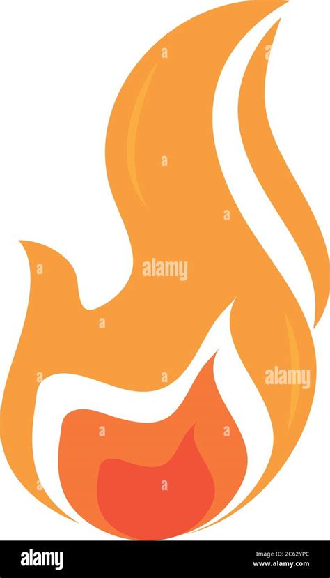 Fire Flame Burning Hot Glow Flat Design Icon White Background Vector Illustration Stock Vector