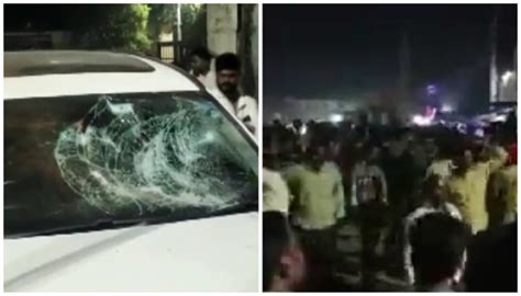 Telangana BRS And Congress Workers Clash And Pelt Stones At Eachother