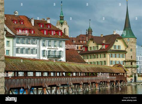 The Kapellbr Cke Chapel Bridge Is A Covered Wooden Footbridge Spanning