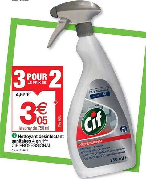 Promo Nettoyant Désinfectant Sanitaires 4 En 1 Cif Professional chez