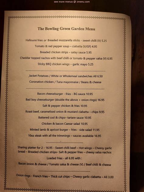 Online Menu Of The Bowling Green Restaurant Northwich United Kingdom Cw9 8aa Zmenu