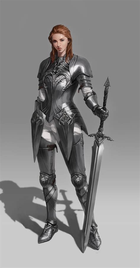 Artstation A Knight Hyein Go Female Armor Fantasy Female Warrior