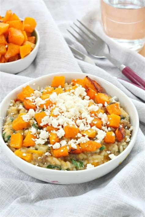 Roasted Pumpkin Sausage Risotto With Feta Recipe Girl