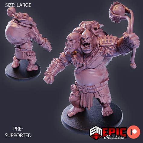 3d Printable Ettin Tribe Stone Slinger Ancient Two Headed Ogre