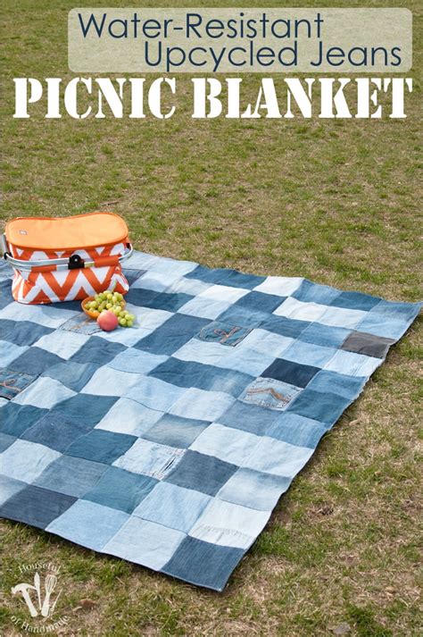 Easy Water-Resistant Upcycled Jeans Picnic Blanket • Crafting my Home