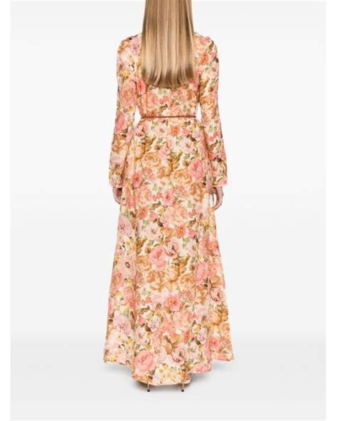 Zimmermann Golden Linen Maxi Dress In Pink Lyst Uk