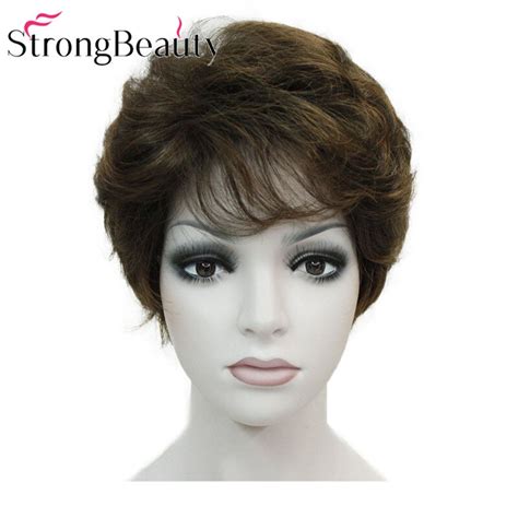 Strong Beauty Synthetic Classical Short Curly Natural Blond Brown Wigs