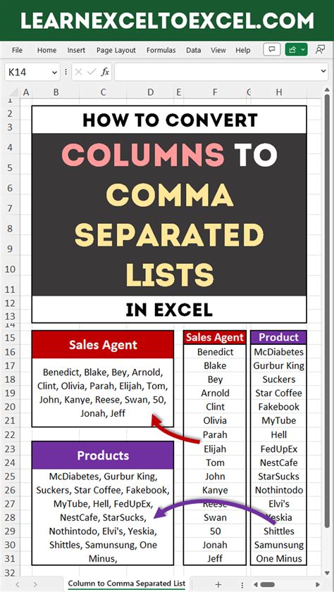 Convert Columns Or Rows To Comma Separated Lists In Excel Artofit