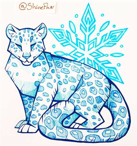 Snow Leopard pen sketch by ShinePawArt on DeviantArt