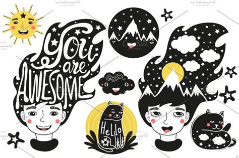 awesome funny big set animal illustrations creative market