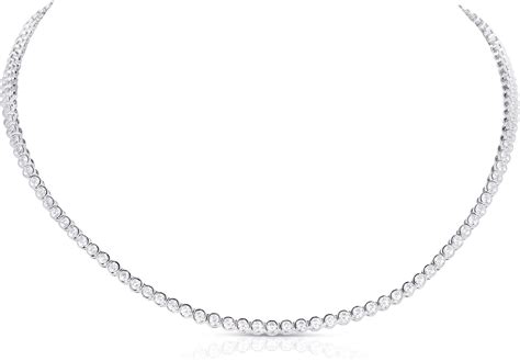 Diamond Treats Sterling Silver Tennis Necklace For Women And Teen