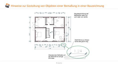 Objekte einer Bemaßung in Bauzeichnungen