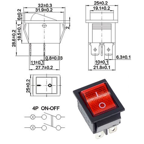 Pcs Ac A V A V Dpst Pins Position On Off Boat Rocker