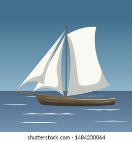 Sailboat Sea Simple Sailboat Silhouette Stock Vector Royalty Free