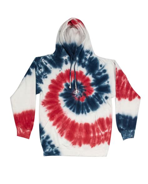 Red White Blue Spiral Tie Dye Pullover Hoodie Custom Colors Apparel