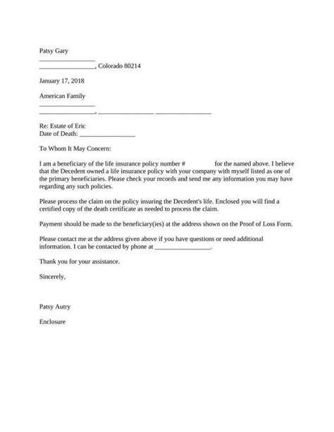 Insurance Refund Letter Template Financial Report