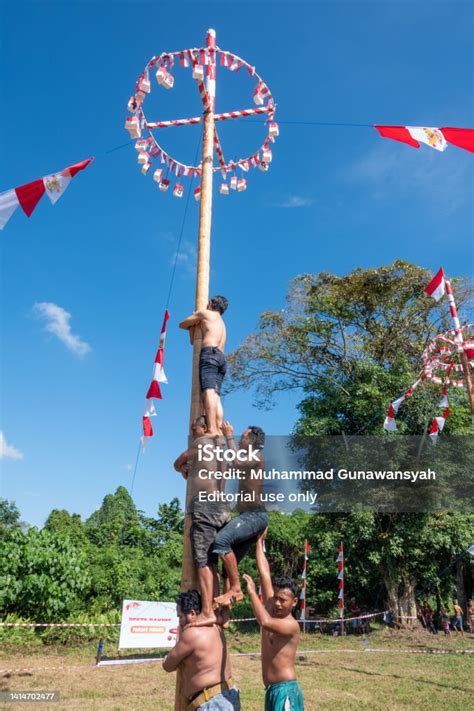 Panjat Pinang Or Areca Climbing Competitions Traditional Competition In