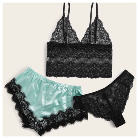 Intimates Sleepwear New Tiffany Blue Black Lingerie Set Poshmark