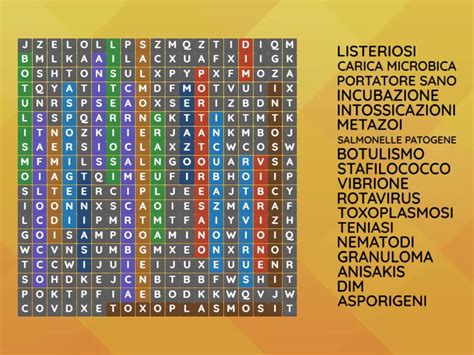 Malattie Alimentari Da Contaminazione Biologica Wordsearch