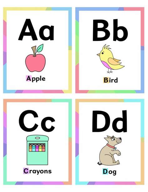 Colorful Illustrative Alphabet Flashcards 4B3 In 2024 Alphabet