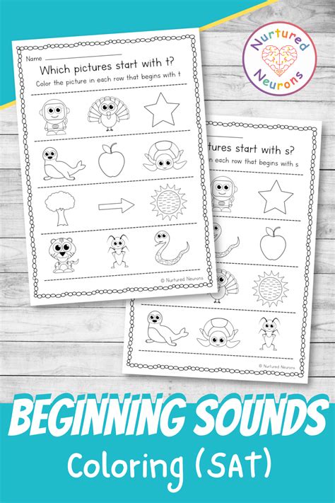 Color The Beginning Sounds Worksheets Sat Early Phonics Nurtured Neurons