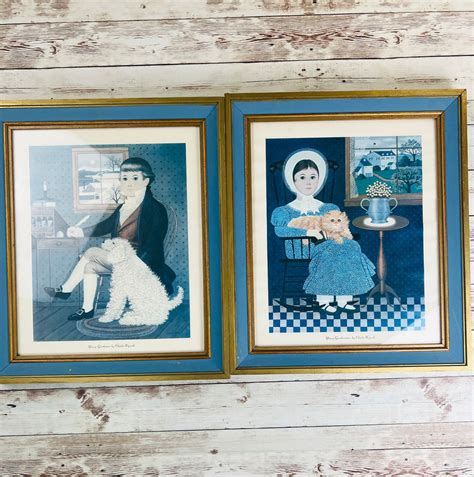 Vintage Fleck Bros Charles Wysocki Framed Prints Americana Girl Cat