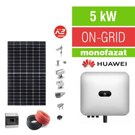 Kit Complet Sistem Fotovoltaic On Grid Invertor Kw Monofazat