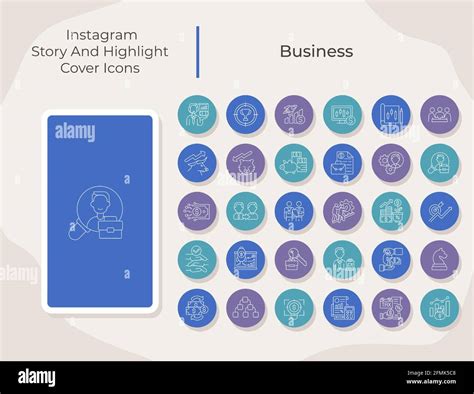 Business Social Media Story And Highlight Cover Icons Set Stock Vector