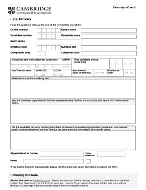 Fillable Online Cie Org Exam Day Form 3 Fax Email Print PdfFiller