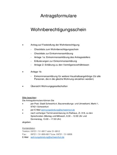 Fillable Online Wohnberechtigungsschein WBS Beantragen Service