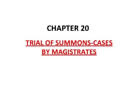 Chapter Trial Of Summonscases By Magistrates Summon