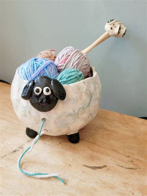 The Silly Sheep Yarn Bowl Handmade Ceramic Yarn Bowl Hand Pinched