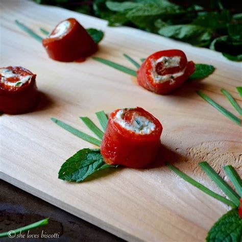 Roasted Bell Pepper Goat Cheese Bites She Loves Biscotti