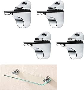 AWEN Glass Clamp 4 Pack Metal Adjustable Bright Zinc Alloy Glass Shelf