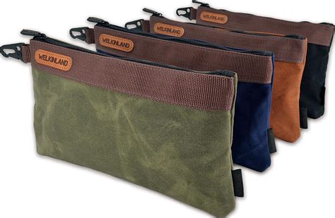 Welkinland Heavy Duty Canvas Tool Pouch 4pcs Tool Pouches 12 Tool Pouch Waxed Canvas Zipper