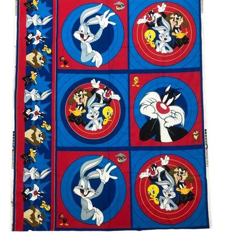 Looney Tunes Cotton Pillow Panels Bugs Bunny Sylvester Taz Daffy Tweety