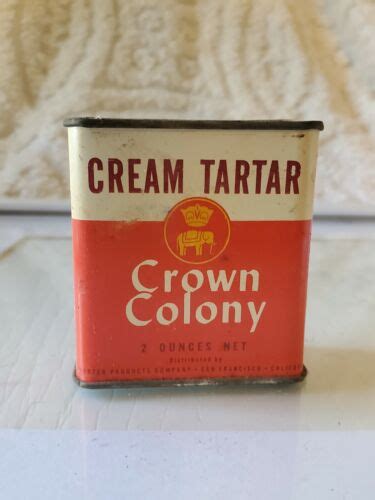 VINTAGE 1939 CROWN COLONY CREAM OF TARTAR SPICE TIN FULL UNOPENED EBay