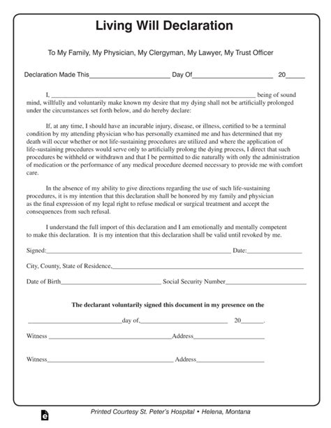 Free Printable Living Will Forms Indiana Printable Forms Free Online